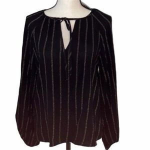 Maven West Black Blouse with Metallic Pinstripes